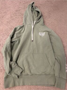 Olive Green Hooded Sweatshirt with Patch